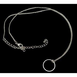 Minimalist Simple Open Circle Silver Tone Pendant Necklace